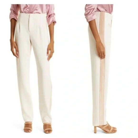 cinq a sept Pants - Cinq à Sept Ruthy Sequin Wide-Leg Pants Travertine Pink Size 14 NWT Minor Flaw